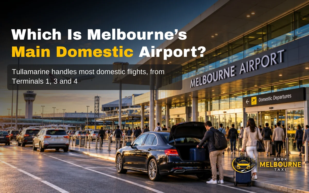 Taxi arriving at the domestic terminal at Melbourne Airport